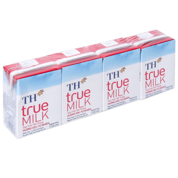 sua tuoi th true milk huong dau loc 4 hop 110ml 180ml